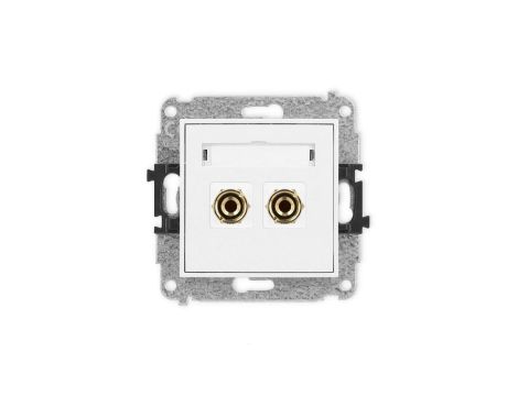 MINI Mechanizm gniazda głośnikowego pojedynczego (typu banan - czerwony i czarny, pozłacany, 4 mm2, do lutowania) biały mat 25MG