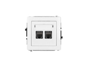 DECO Mechanizm gniazda komputerowego podwójnego 2xRJ45, kat. 7, ekranowane, 8-stykowy, biały mat 25DGK-10