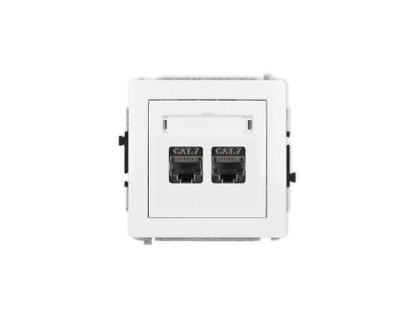 DECO Mechanizm gniazda komputerowego podwójnego 2xRJ45, kat. 7, ekranowane, 8-stykowy, biały mat 25DGK-10