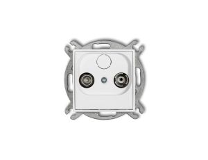 MINI Mechanizm gniazda abonenckiego RTV przelotowego 12dB biały mat 25MG12P
