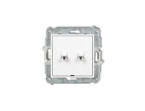 MINI Mechanizm łącznika jednobiegunowego ze schodowym w stylu amerykańskim (dwa klawisze bez piktogramów,wspólne zasilanie) biał