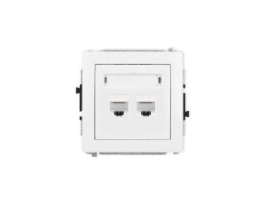 DECO Mechanizm gniazda komputerowego podwójnego 2xRJ45, kat. 6A, 8-stykowy, biały mat 25DGK-8