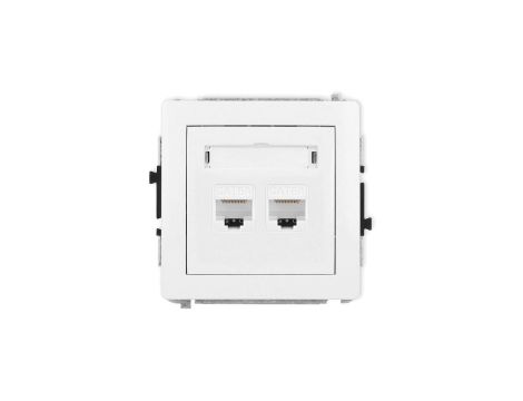 DECO Mechanizm gniazda komputerowego podwójnego 2xRJ45, kat. 6A, 8-stykowy, biały mat 25DGK-8