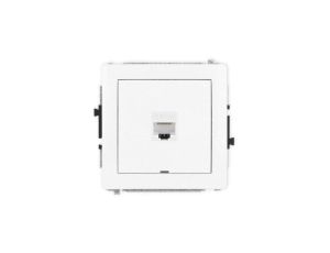 DECO Mechanizm gniazda komputerowego pojedynczego 1xRJ45, kat. 6, 8-stykowy, bez pola opisowego, biały mat 25DGKBO-3
