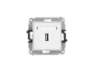 MINI Mechanizm gniazda pojedynczego USB A-A 2.0 biały mat 25MGUSB-1