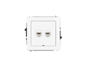DECO Mechanizm gniazda komputerowego podwójnego 2xRJ45, kat. 6A, 8-stykowy, bez pola opisowego, biały mat 25DGKBO-8