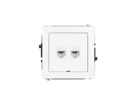 DECO Mechanizm gniazda komputerowego podwójnego 2xRJ45, kat. 6A, 8-stykowy, bez pola opisowego, biały mat 25DGKBO-8