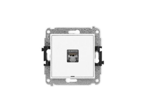 MINI Mechanizm gniazda komputerowego pojedynczego 1xRJ45, kat. 5e, ekranowane 8-stykowy, bez pola opisowego biały mat 25MGKBO-1e