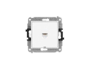 MINI Mechanizm gniazda komputerowego pojedynczego 1xRJ45, kat. 5e, 8-stykowy, bez pola opisowego biały mat 25MGKBO-1