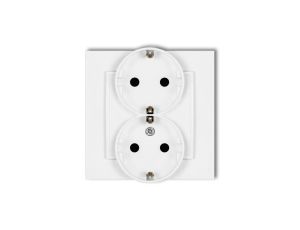 MINI Gniazdo podwójne z uziemieniem SCHUKO 2x(2P+Z) (przesłony torów prądowych) biały mat 25MGP-2sp