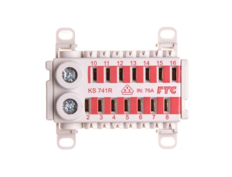 Blok rozdzielczy CU ECB 1 -polowy 2x25mm2, 14x4mm2 , czerwony KS741R