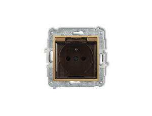 ICON Mechanizm gniazda bryzgoszczelnego z uziemieniem 2P+Z (klapka dymna, przesłony torów prądowych) złoty 29IGPB-1zdp