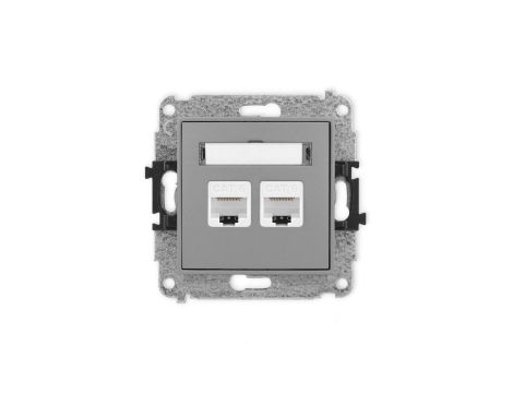 ICON Mechanizm gniazda komputerowego podwójnego 2xRJ45, kat. 6, 8-stykowy szary mat 27IGK-4