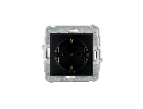 ICON Mechanizm gniazda pojedynczego z uziemieniem SCHUKO 2P+Z (przesłony torów prądowych) czarny mat 12IGP-1sp