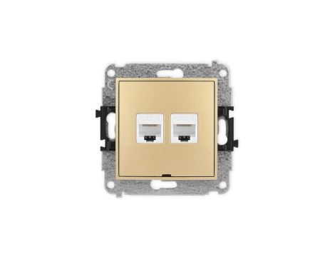 ICON Mechanizm gniazda komputerowego podwójnego 2xRJ45, kat. 6, 8-stykowy, bez pola opisowego złoty 29IGKBO-4