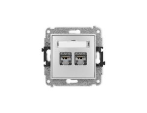 ICON Mechanizm gniazda komputerowego podwójnego 2xRJ45, kat. 6, ekranowane, 8-stykowy srebrny metalik 7IGK-6