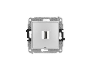 ICON Mechanizm gniazda pojedynczego USB A-A 2.0, bez pola opisowego srebrny metalik 7IGUSBBO-1