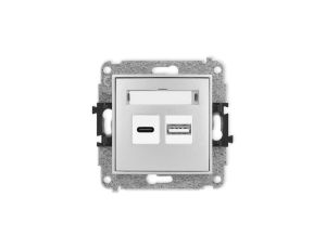 ICON Mechanizm ładowarki USB podwójnej USB C + USB A, 20W max. srebrny metalik 7ICUSB-8