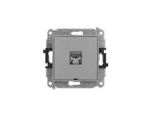 ICON Mechanizm gniazda komputerowego pojedynczego 1xRJ45, kat. 6, ekranowane, 8-stykowy, bez pola opisowego szary mat 27IGKBO-5