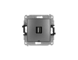 ICON Mechanizm gniazda pojedynczego USB A-A 2.0, bez pola opisowego grafitowy 11IGUSBBO-1