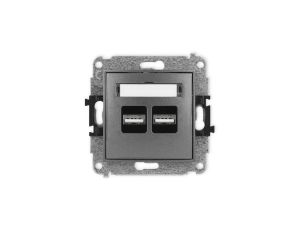 ICON Mechanizm ładowarki USB podwójnej, 5V, 3.1A grafitowy 11ICUSB-6