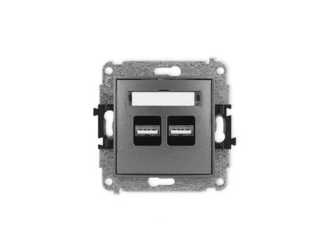 ICON Mechanizm ładowarki USB podwójnej, 5V, 3.1A grafitowy 11ICUSB-6