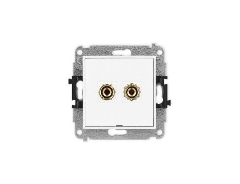 ICON Mechanizm gniazda głośnikowego poj., bez opisu (banan - czerwony i czarny, pozłacany, 4 mm2, do lutowania) biały IGGBO-3
