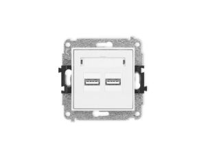 ICON Mechanizm ładowarki USB podwójnej, 5V, 3.1A biały ICUSB-6