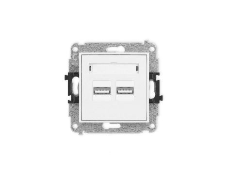 ICON Mechanizm ładowarki USB podwójnej, 5V, 3.1A biały ICUSB-6