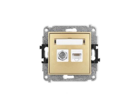 ICON Mechanizm gniazda antenowego poj. typu F (SAT) + gniazda komp. poj. 1xRJ45, kat. 5e, 8-stykowy złoty 29IGFK-1