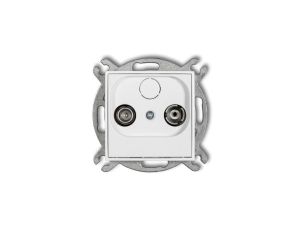 ICON Mechanizm gniazda abonenckiego RTV przelotowego 9dB biały mat 25IG9P
