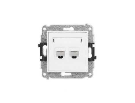 ICON Mechanizm gniazda komputerowego podwójnego 2xRJ45, kat. 6A, 8-stykowy biały mat 25IGK-8