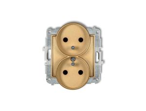 ICON Mechanizm gniazda podwójnego do ramki z uziemieniem 2x(2P+Z) (przesłony torów prądowych) złoty 29IGPR-2zp
