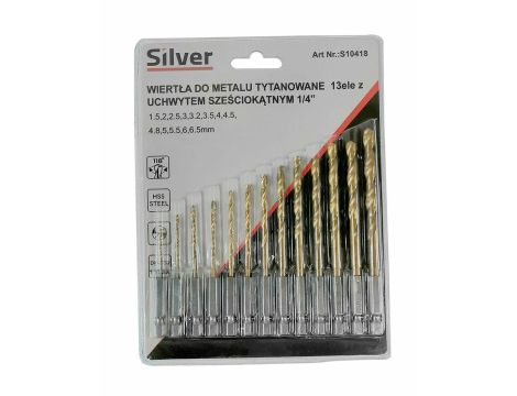 WIERTŁA DO METALU Z UCHWYTEM HEX 1/4"   KPL.13szt.  /SILVER