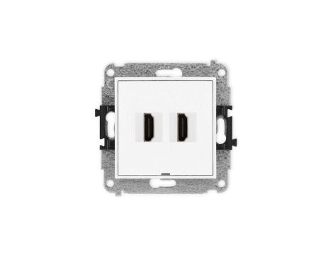 ICON Mechanizm gniazda podwójnego HDMI 2.0, bez pola opisowego biały IHDMIBO-4