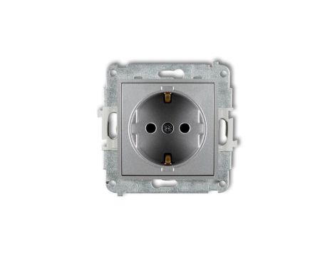 ICON Mechanizm gniazda pojedynczego z uziemieniem SCHUKO 2P+Z (przesłony torów prądowych) srebrny metalik 7IGP-1sp