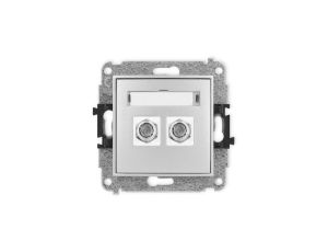 ICON Mechanizm gniazda antenowego podwójnego typu F (SAT) niklowany srebrny metalik 7IGF-2