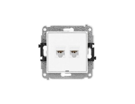 ICON Mechanizm gniazda komputerowego podwójnego 2xRJ45, kat. 6A, 8-stykowy, bez pola opisowego biały IGKBO-8