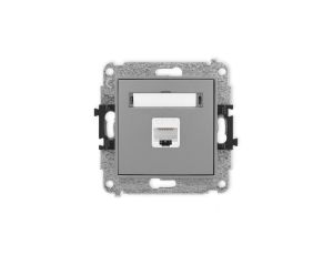 ICON Mechanizm gniazda komputerowego pojedynczego 1xRJ45, kat. 6, 8-stykowy szary mat 27IGK-3