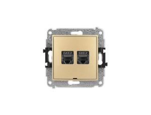 ICON Mechanizm gniazda komputerowego podwójnego 2xRJ45, kat. 7, ekranowane, 8-stykowy, bez pola opisowego złoty 29IGKBO-10