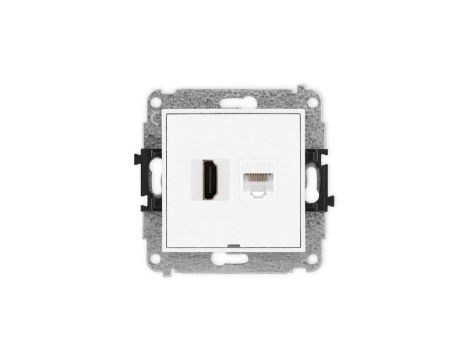 ICON Mechanizm gniazda pojedynczego HDMI 2.0 + gniazda komp. poj. 1xRJ45, kat. 5e, 8-stykowy, bez pola opisowego biały IGHKBO