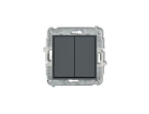 ICON Mechanizm łącznika podwójnego schodowego (dwa klawisze bez piktogramów) grafitowy mat 28IWP-33.1