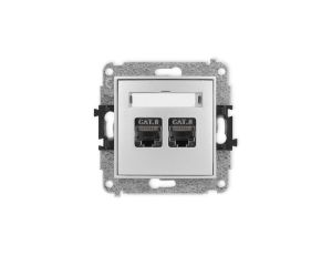 ICON Mechanizm gniazda komputerowego podwójnego 2xRJ45, kat. 8, ekranowane, 8-stykowy srebrny metalik 7IGK-12