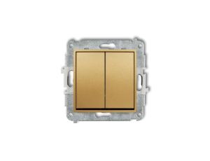 ICON Mechanizm łącznika zwiernego, dwubiegunowego (dwa klawisze bez piktogramów, osobne zasilanie) złoty 29IWP-44.2