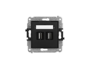 ICON Mechanizm gniazda podwójnego 2xUSB A-A 2.0 czarny mat 12IGUSB-2