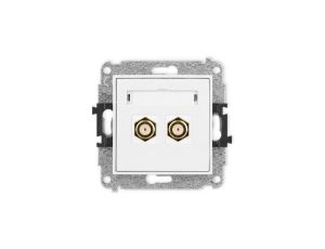 ICON Mechanizm gniazda antenowego podwójnego typu F (SAT) pozłacany biały IGF-2.1