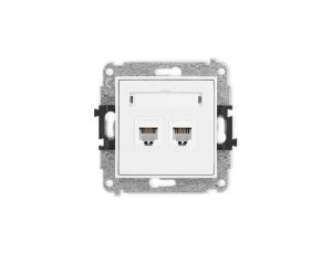 ICON Mechanizm gniazda telefonicznego podwójnego 2xRJ11, 4-stykowy, beznarzędziowe biały IGT-2