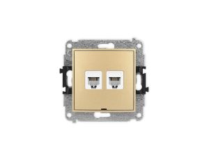 ICON Mechanizm gniazda telefonicznego podwójnego 2xRJ11, 4-stykowy, beznarzędziowe, bez pola opisowego złoty 29IGTBO-2