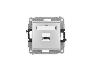 ICON Mechanizm ładowarki USB pojedynczej, 5V, 2A srebrny metalik 7ICUSB-3