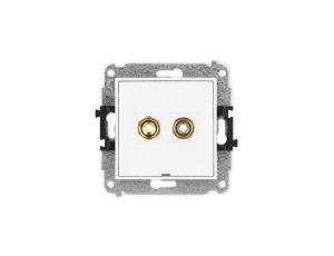 ICON Mechanizm gniazda głośnikowego poj., bez opisu (banan - czerwony i czarny, pozłacany, 4 mm2, skręcany) biały mat 25IGGBO-4